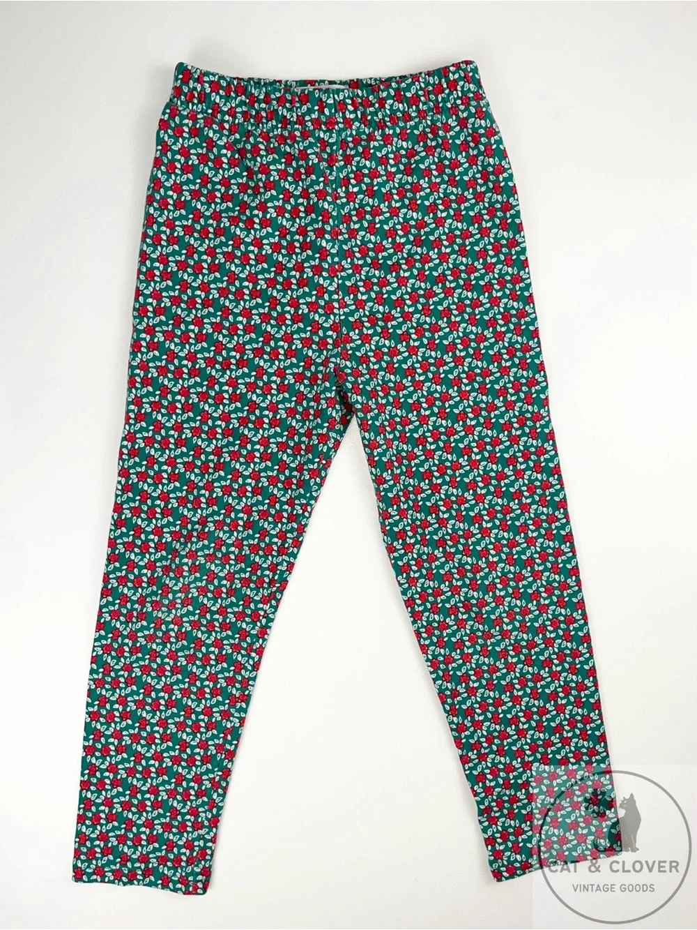 Gymboree 90s Rainbow Tag Rosebuds Floral Girl Red Green Leggings Large